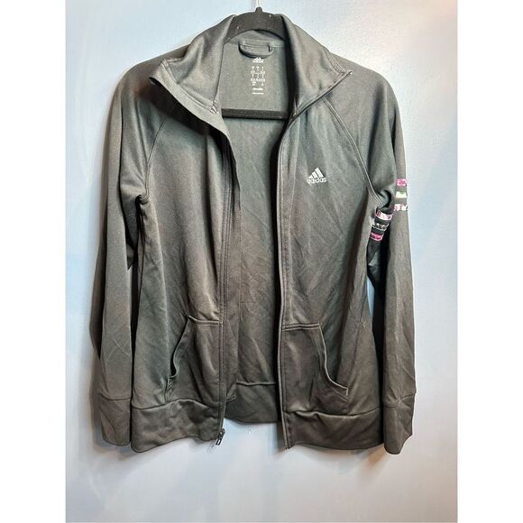 Adidas Climalite Full Zip Jacket Black Front Pockets Athletic Womens Size Small - Picture 1 of 7